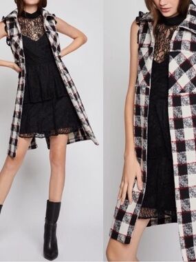 BCBGeneration Black Lace Mini Dress with Sheer Yoke